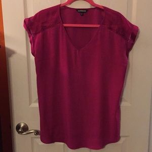 Express satin v-neck gramercy shirt with lace